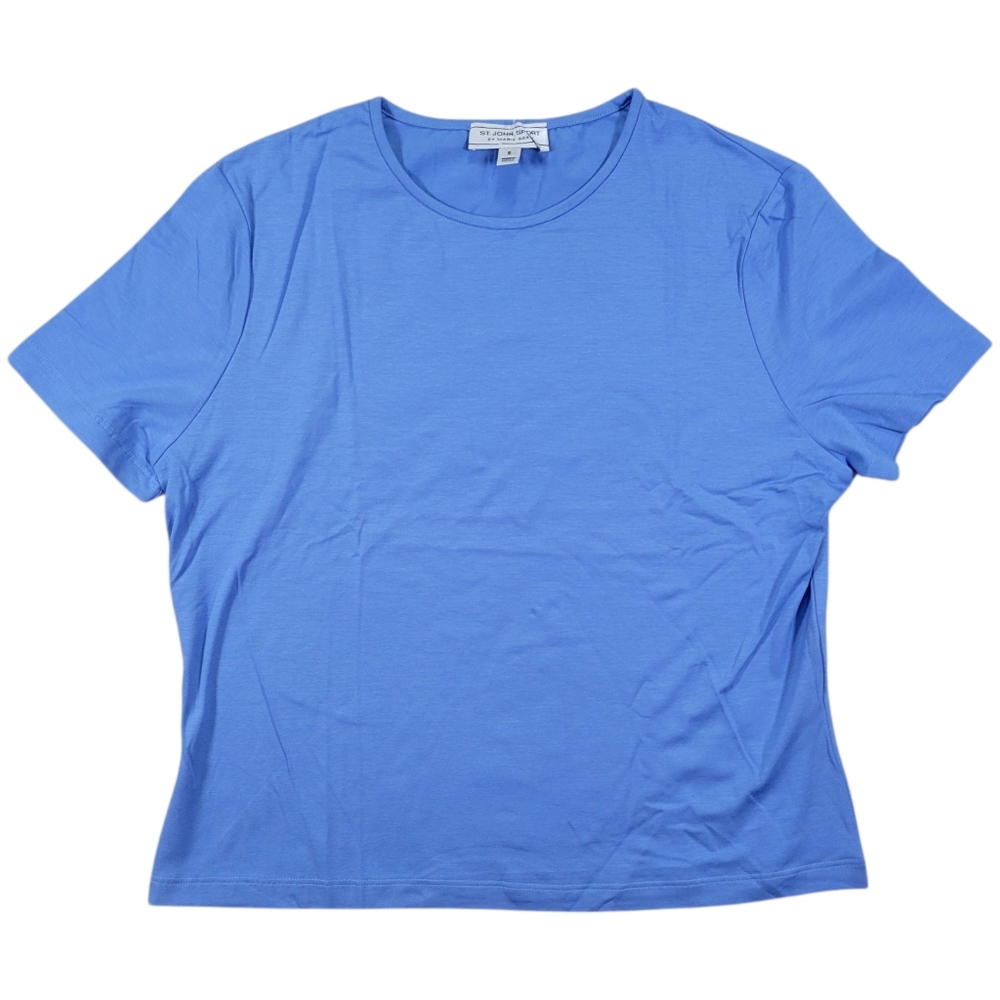 St. John Sport T Shirt Womens Small Blue Short Sleeve Plain Tee Crew Neck Cotton
